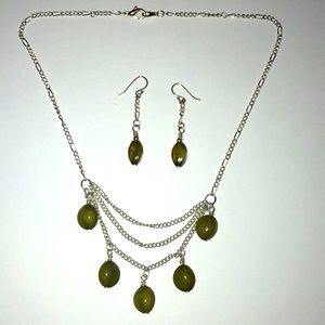 Custom green gem necklace & earrings